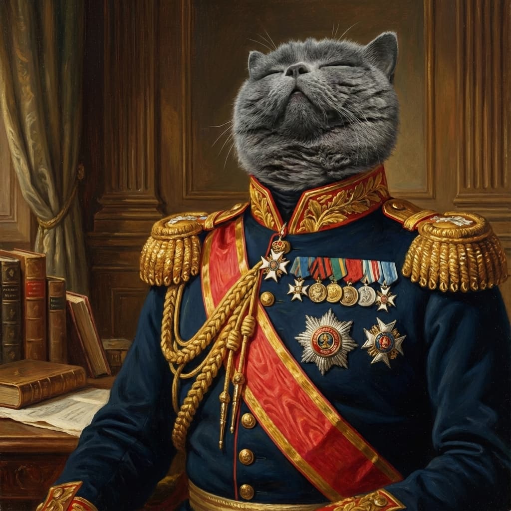 Final AI pet portrait of Fubao in Royal style ready for download